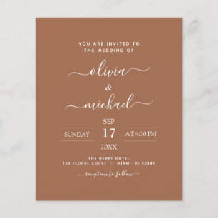 Prospectus 11,4 Cm X 14,2 Cm Budget Photo Terracotta Boho Mariage Simple