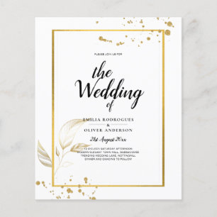 Prospectus 11,4 Cm X 14,2 Cm Budget Photo Wedding Invitation Classic White GOLD