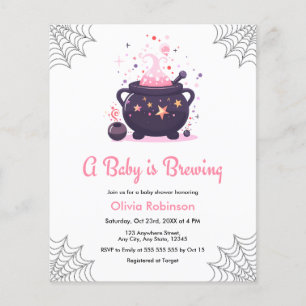 Prospectus 11,4 Cm X 14,2 Cm Budget Pink Cauldron Halloween Baby shower Invitat