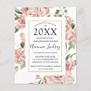 Prospectus 11,4 Cm X 14,2 Cm Budget Pink Floral Photo Back Graduation Party