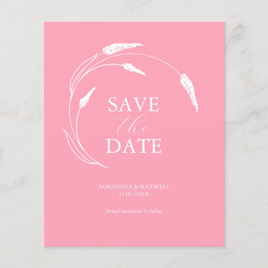 Prospectus 11,4 Cm X 14,2 Cm Budget Pink Wedding Enregistrer La Date (Devant)