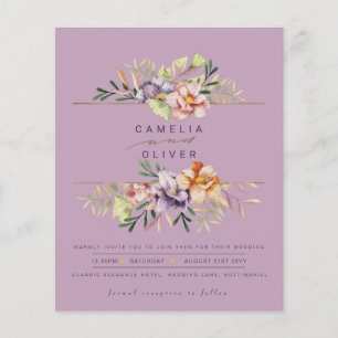 Prospectus 11,4 Cm X 14,2 Cm BUDGET Plum Floral Wedding Inviter QR Code RSVP Fl