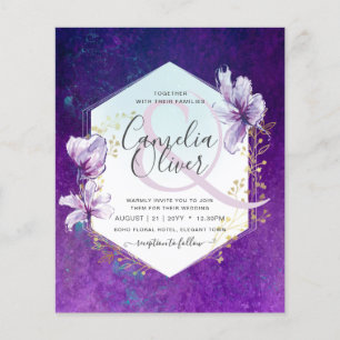 Prospectus 11,4 Cm X 14,2 Cm Budget Plum Purple Mariage Floral Invite
