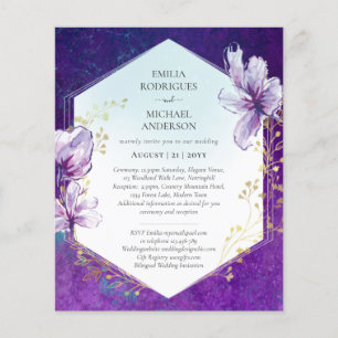 Prospectus 11,4 Cm X 14,2 Cm Budget Plum Purple Mariage Floral Invite