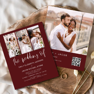 Prospectus 11,4 Cm X 14,2 Cm Budget QR Code Bourgogne Faire-part de mariage