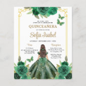 Prospectus 11,4 Cm X 14,2 Cm Budget QR Code Quinceanera Emerald Green (Devant)
