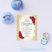 Prospectus 11,4 Cm X 14,2 Cm Budget Quinceanera - Gold White Red Invitation (Simple)