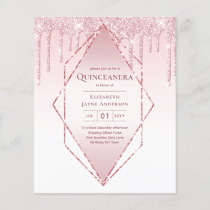 Prospectus 11,4 Cm X 14,2 Cm BUDGET Quinceanera Parties scintillant de séchage 