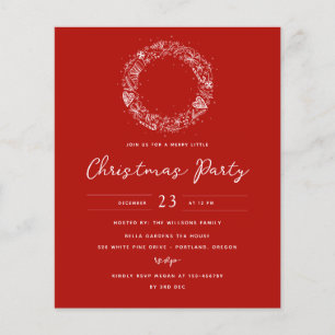 Prospectus 11,4 Cm X 14,2 Cm Budget Red Christmas Fête Invitation