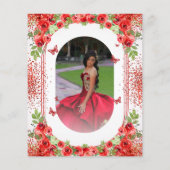 Prospectus 11,4 Cm X 14,2 Cm Budget Red Floral Quinceanera Invitation (Dos)