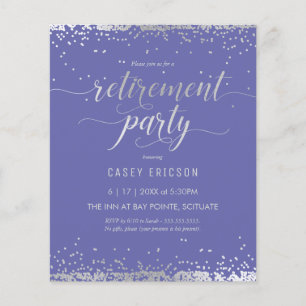Prospectus 11,4 Cm X 14,2 Cm Budget Retirement Party Invite - Silver, Purple