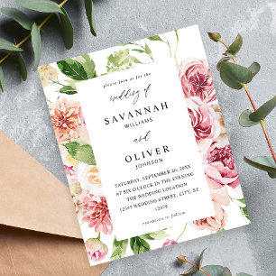Prospectus 11,4 Cm X 14,2 Cm Budget Rose & Pêche Floral & Mariage de verdure