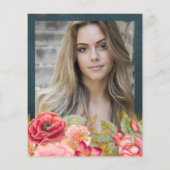 Prospectus 11,4 Cm X 14,2 Cm Budget roses PHOTO graduation party Invitation (Dos)