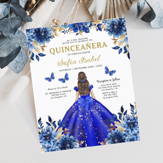 Prospectus 11,4 Cm X 14,2 Cm Budget Royal Blue Bilingue Espagnol Quinceanera
