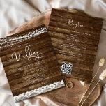 Prospectus 11,4 Cm X 14,2 Cm Budget Rustic Farmhouse QR Code Faire-part de mari<br><div class="desc">Rustic Farmhouse String Lights Lace Wedding Invitations on Wood arrière - plan - comprend une typographie de script magnifique et élégant avec la ferme Country House Sparkle moderne pour la célébration spéciale de mariage.</div>