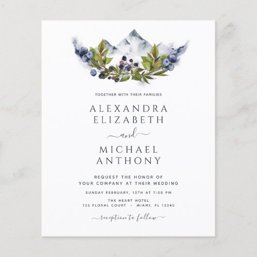 Prospectus 11,4 Cm X 14,2 Cm Budget Rustic Mountains Mariage photo (Devant)