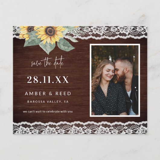 Prospectus 11,4 Cm X 14,2 Cm Budget Rustic Tournesol & Dentelle Photo Enregistr (Devant)