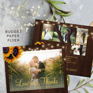 Prospectus 11,4 Cm X 14,2 Cm Budget rustique 5 photo collage mariage merci
