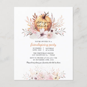 Prospectus 11,4 Cm X 14,2 Cm Budget Rustique Convivial Floral Automne Citrouill