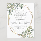 Prospectus 11,4 Cm X 14,2 Cm Budget Rustique Eucalyptus & Gold Frame Mariage (Devant)
