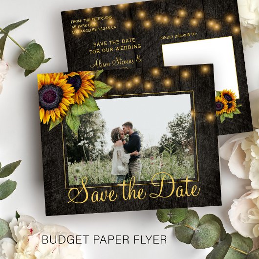 Prospectus 11,4 Cm X 14,2 Cm Budget rustique faire part de mariage tournesol sa