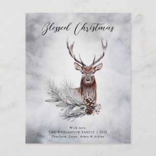 Prospectus 11,4 Cm X 14,2 Cm Budget Rustique Majestic Winter Deer Christmas Car