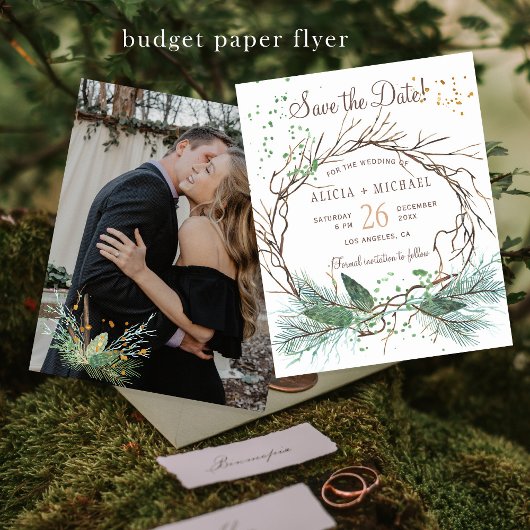 Prospectus 11,4 Cm X 14,2 Cm Budget rustique mariage d'hiver PHOTO enregistrer