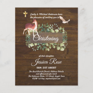 Prospectus 11,4 Cm X 14,2 Cm BUDGET Rustique Woodland Christening Invitation Ba