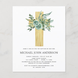 Prospectus 11,4 Cm X 14,2 Cm Budget Sage Eucalyptus Baptême Vert Invitation