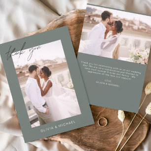 Prospectus 11,4 Cm X 14,2 Cm Budget Sage Vert Mariage Photo Merci Cartes