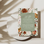 Prospectus 11,4 Cm X 14,2 Cm Budget sauge vert botanique détails mariage invita<br><div class="desc">Budget rustique aquarelle couleur florale invitation à mariage et carte de détails. Avec de belles rouille,  terre cuite,  rose rousse,  noir et sauge vert pampas herbe eucalyptus aquarelle détails. Cette invitation de mariage moderne est sûr de définir le style pour votre grand jour.</div>