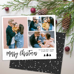Prospectus 11,4 Cm X 14,2 Cm Budget Simple Collage Snowy Christmas Holiday<br><div class="desc">Budget Moderne, Simple Grey, Noir et Blanc 4 Photo Collage Joyeux Brosse de Noël Script Livre de Vacances Flyer. Cette carte de vacances festive, minimaliste, de quatre (4) famille de photos comporte un joli collage photo et dit "Joyeux Noël" texte de salutation est écrit dans un texte de police de...</div>
