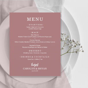 Prospectus 11,4 Cm X 14,2 Cm Budget Simple Desert Rose rose Mariage menu Flyer