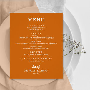 Prospectus 11,4 Cm X 14,2 Cm Budget Simple Elegant Burnt Orange Menu Mariage