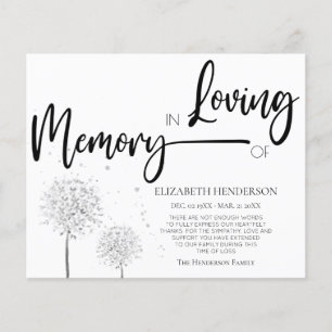 Prospectus 11,4 Cm X 14,2 Cm Budget simple en mémoire d'amour Sympathy Flyer