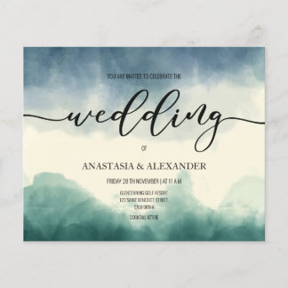 Prospectus 11,4 Cm X 14,2 Cm Budget simple faire-part de mariage. Flyer