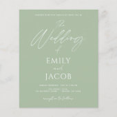 Prospectus 11,4 Cm X 14,2 Cm Budget Simple Mariage Photo Sage Vert (Devant)