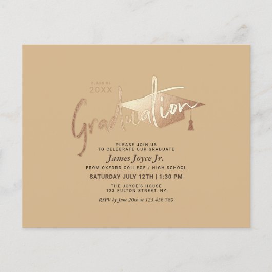 Prospectus 11,4 Cm X 14,2 Cm Budget Simple Minimal Graduation Party Invitations (Devant)