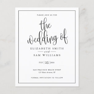 Prospectus 11,4 Cm X 14,2 Cm Budget Simple Moderne Minimal Script Wedding Invit