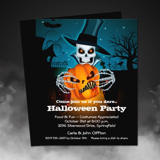 Prospectus 11,4 Cm X 14,2 Cm Budget Skeleton Halloween Invitation