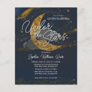 Prospectus 11,4 Cm X 14,2 Cm Budget sous les étoiles Blue Gold Moon Quinceanera