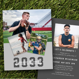 Prospectus 11,4 Cm X 14,2 Cm Budget Sporty Guy Modern 4 photo Grad Invitation
