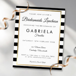 Prospectus 11,4 Cm X 14,2 Cm Budget Striped Gold Bridesmaids Luncheon Invite