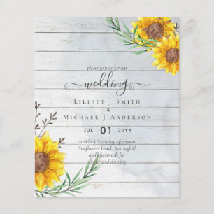 Prospectus 11,4 Cm X 14,2 Cm Budget Sunflowers Rustic Woodland Garden Mariage