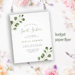 Prospectus 11,4 Cm X 14,2 Cm Budget Sweet 16 simple invitation de fête d'annive<br><div class="desc">Rustique moderne unique aquarelle eucalyptus verdure feuillage Sweet sixteen fête d'anniversaire BUDGET invitation abordable FLYER. VEUILLEZ LIRE CECI AVANT D'ACHETER! Il s'agit d'une carte économique abordable imprimée sur un FLYER. Veuillez noter que BUDGET PAPER EST MINCE - Vous pouvez mettre à niveau pour que cette carte soit imprimée sur le...</div>