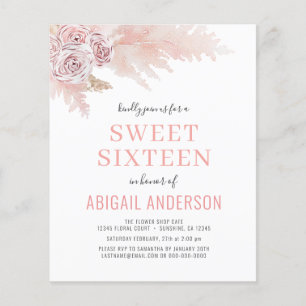 Prospectus 11,4 Cm X 14,2 Cm Budget Sweet sixteen Boho Chic Anniversaire Invita