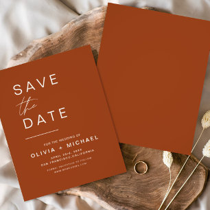 Prospectus 11,4 Cm X 14,2 Cm Budget Terracotta Enregistrer la date Script minim