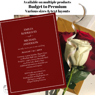 Prospectus 11,4 Cm X 14,2 Cm BUDGET Texte de mariage bilingue Recto-Verso Faire