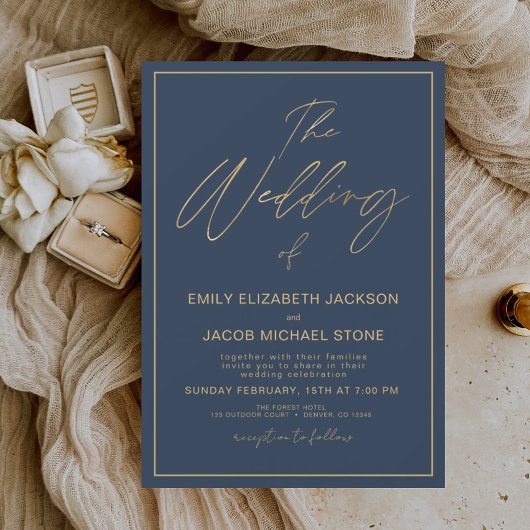 Prospectus 11,4 Cm X 14,2 Cm Budget The Wedding of Gold Navy Blue