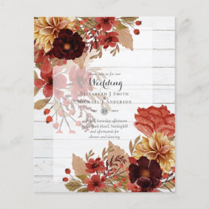 Prospectus 11,4 Cm X 14,2 Cm BUDGET TOMBE Floral Mariages Invitations - Dusky